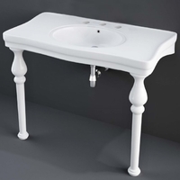 Lavabo console – Blanc brillant – 108, 2 x 60, 5 cm – 3 trous pour la robinetterie – RAK Washington x Hudson Reed