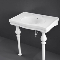 Lavabo console – Blanc brillant – 84, 5 x 57, 5 cm – 2 trous pour la robinetterie – RAK Washington x Hudson Reed