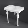 Lavabo console – Blanc brillant – 84, 5 x 57, 5 cm – 3 trous pour la robinetterie – RAK Washington x Hudson Reed
