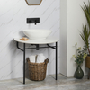 Lavabo console avec vasque ovale - Tablette blanche pieds noirs - Porte serviettes - Hudson Reed