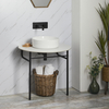 Lavabo console moderne - Table contemporain blanc - Pied socle noir - 79 x 85 cm - Hudson Reed