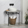 Lavabo console moderne - Table contemporain gris - Pied socle noir - 79 x 85 cm - Hudson Reed