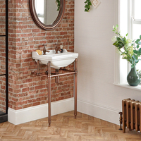 Lavabo console sur pieds - 2 trous - Cuivre - 50 cm - Hudson Reed Rétro