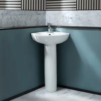 Lavabo d’angle sur colonne - 56 cm - 1 trou - Céramique - Avec trop plein - Belstone - Hudson Reed