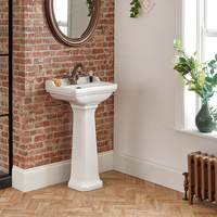Lavabo Lave-Mains Rétro - Colonne Blanche - Céramique - 1 Trou - 50cm x 85cm - Hudson Reed