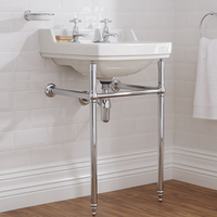 Lavabo Rétro sur Pieds Chromé - Céramique Blanche - 2 Trous - Hudson Reed