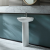 Lavabo sur colonne - 45 cm - 1 trou - Design moderne - Céramique - Avec trop plein - Kenton - Hudson Reed