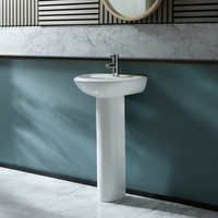 Lavabo sur colonne - 45 cm - 1 trou - Design moderne - Céramique - Avec trop plein - Kenton - Hudson Reed