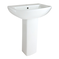 Lavabo sur colonne moderne - 60 x 80 cm - WC & Toilettes - 1 trou - Hudson Reed Dalton