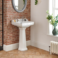 Lavabo sur Colonne Rétro - 56 x 45 cm x 95 cm - 2 trous - Hauteur Confortable - Richmond