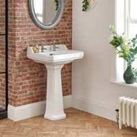 Lavabo sur Colonne Rétro - 59, 5 x 47 cm x 95 cm - 2 trous - Hauteur Confortable - Richmond