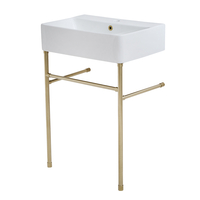 Lavabo sur pieds moderne - Or doré satiné - Avec porte serviettes - 60 x 42 cm - Hudson Reed Exton
