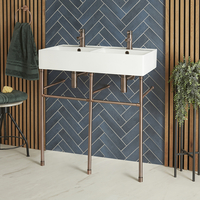 Lavabo sur pieds moderne - Porte-serviettes Bronze huilé - 82 x 42 cm - Halwell - Hudson Reed