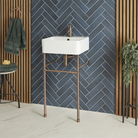 Lavabo sur pieds moderne - Porte-serviettes Cuivre brossé - 46 x 42 cm - Exton - Hudson Reed
