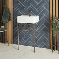 Lavabo sur pieds moderne - Porte-serviettes Cuivre brossé - 52 x 42 cm - Exton - Hudson Reed