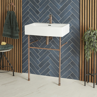 Lavabo sur pieds moderne - Porte-serviettes Cuivre brossé - 60 x 42 cm - Sandford - Hudson Reed