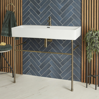 Lavabo sur pieds moderne - Porte-serviettes Or brossé - 100 x 42 cm - Sandford - Hudson Reed