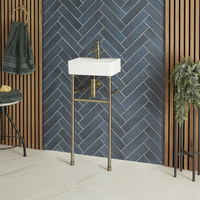 Lavabo sur pieds moderne - Porte-serviettes Or brossé - 36 x 25 cm - Sandford - Hudson Reed