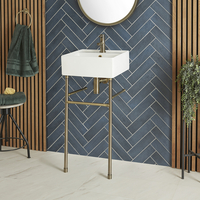 Lavabo sur pieds moderne - Porte-serviettes Or brossé - 40 cm - Halwell - Hudson Reed