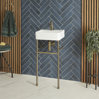 Lavabo sur pieds moderne - Porte-serviettes Or brossé - 40 x 29, 5 cm - Exton - Hudson Reed