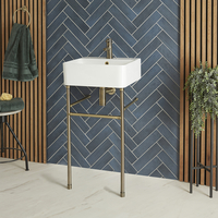 Lavabo sur pieds moderne - Porte-serviettes Or brossé - 46 x 42 cm - Exton - Hudson Reed