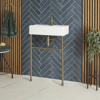 Lavabo sur pieds moderne - Porte-serviettes Or brossé - 55 x 31 cm - Halwell - Hudson Reed