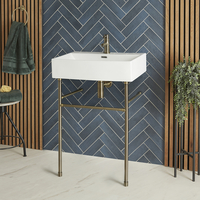 Lavabo sur pieds moderne - Porte-serviettes Or brossé - 60 x 42 cm - Sandford - Hudson Reed