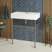 Lavabo sur pieds moderne - Porte-serviettes Or brossé - 75 x 42 cm - Sandford - Hudson Reed