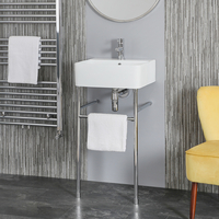 Lavabo sur pieds moderne – Porte-serviettes Chromé – 46 x 42 cm - Exton - Hudson Reed