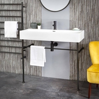 Lavabo sur pieds moderne – Porte-serviettes Noir – 100 x 42 cm - Sandford - Hudson Reed