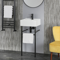 Lavabo sur pieds moderne – Porte-serviettes Noir – 40 cm - Hallwell - Hudson Reed