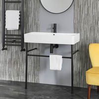 Lavabo sur pieds moderne – Porte-serviettes Noir – 80 x 41, 5 cm - Exton - Hudson Reed