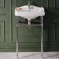 Lavabo sur pieds métal - Design rétro – 59 cm – Porte-serviettes Chromé – 1 trou – Windsor - Hudson Reed