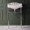 Lavabo sur pieds métal - Design rétro – 59 cm – Porte-serviettes Chromé – 3 trous – Windsor - Hudson Reed