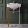 Lavabo sur pieds métal - Design rétro – 59 cm – Porte-serviettes or doré – 1 trou – Windsor - Hudson Reed