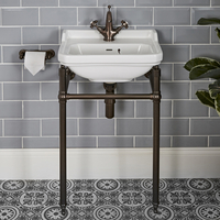 Lavabo sur pieds rétro - 50 cm - Lavabo percé 1 trou - Porte-serviettes Bronze huilé - Richmond - Hudson Reed