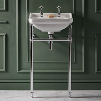 Lavabo sur pieds rétro - 50 cm - Lavabo percé 2 trous - Porte-serviettes Chromé - Richmond - Hudson Reed