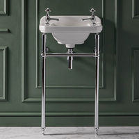 Lavabo sur pieds rétro - 51, 5 cm - Lavabo percé 2 trous - Porte-serviettes Chromé - Richmond - Hudson Reed