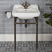 Lavabo sur pieds rétro - 56 cm - Lavabo percé 1 trou - Porte-serviettes Bronze huilé - Richmond - Hudson Reed