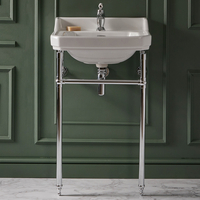 Lavabo sur pieds rétro - 56 cm - Lavabo percé 1 trou - Porte-serviettes Chromé - Richmond - Hudson Reed