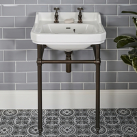 Lavabo sur pieds rétro - 56 cm - Lavabo percé 2 trous - Porte-serviettes Bronze huilé - Richmond - Hudson Reed