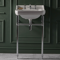 Lavabo sur pieds rétro - 56 cm - Lavabo percé 3 trous - Porte-serviettes Chromé - Richmond - Hudson Reed
