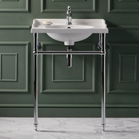 Lavabo sur pieds rétro - 63 cm - Porte-serviettes Chromé – Elizabeth - Hudson Reed