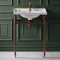 Lavabo sur pieds rétro - 63 cm - Porte-serviettes cuivre – Elizabeth - Hudson Reed