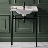 Lavabo sur pieds rétro - 63 cm - Porte-serviettes noir – Elizabeth - Hudson Reed