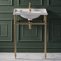 Lavabo sur pieds rétro - 63 cm - Porte-serviettes or doré – Elizabeth - Hudson Reed