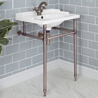 Lavabo sur pieds rétro - 63 cm- Porte-serviettes Bronzé huilé – Elizabeth - Hudson Reed