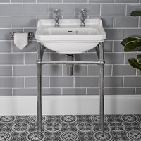 Lavabo sur pieds rétro – 50 cm – Chromé - 2 trous – Richmond