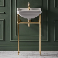 Lavabo sur pieds rétro – 50 cm – Or satiné – 1 trou - Trop plein - Design rétro - Richmond - Hudson Reed