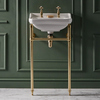 Lavabo sur pieds rétro – 50 cm – Or satiné – 2 trous - Trop plein - Design rétro - Richmond - Hudson Reed